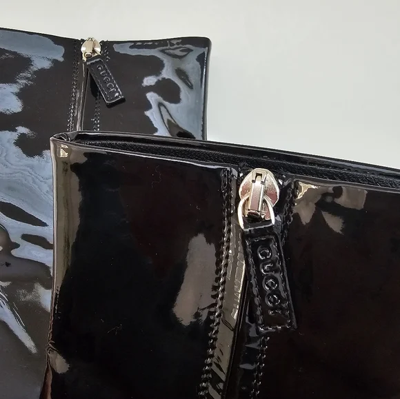 Gucci Black Patent Leather Buckle Combat Boots Size 39 With Anti Slip Sole - Picture 10 of 13